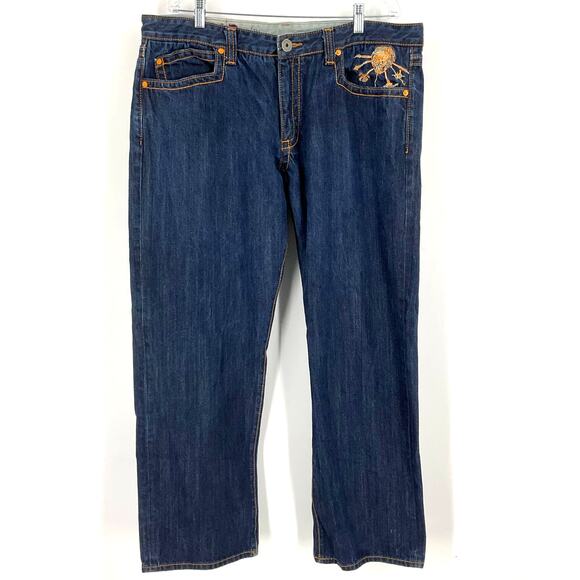 Azzure Voodoo Collection Wide Leg Dark Blue Wash Men's Blue Jeans Size 40 - Picture 1 of 8